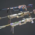 Collection Of Decorative Sniper Rifles With Various Colorful Patterns And Unique Designs