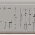Various Modern Shower Heads Including Rainfall And Handheld Wall Mounted Designs 3d model