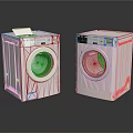 Two Modern Rose Gold Front Load Washing Machines With Digital Control Panels 3d model