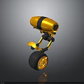 Robot Character And Mechanical Creature 3D Model With Single Wheel Yellow Black Design Features 3d model