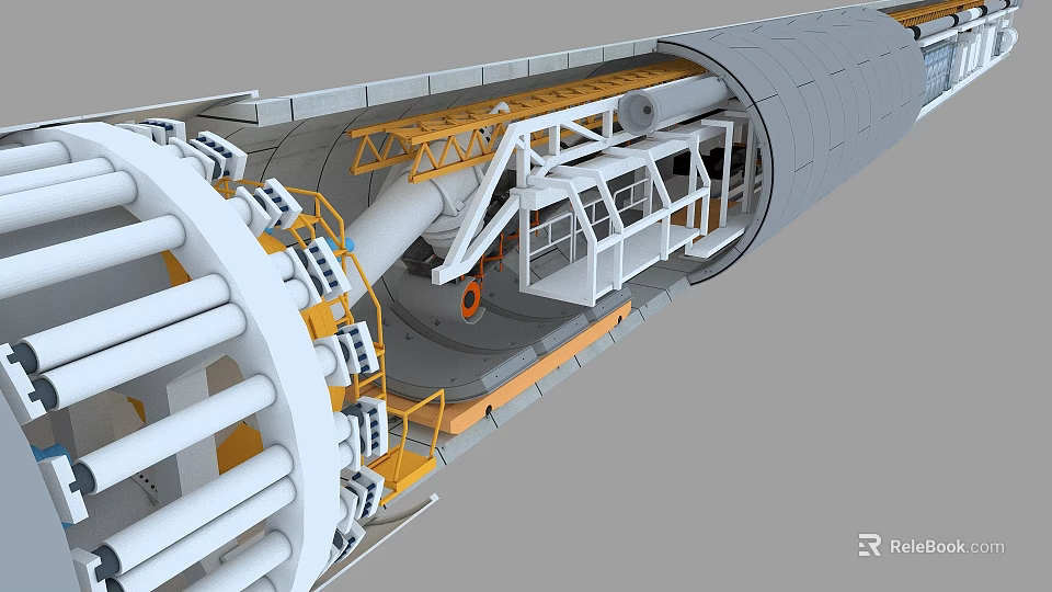 Industrial Equipment Tunnel Boring Machine Detailed Internal Structure With Mechanical Components 3d model 