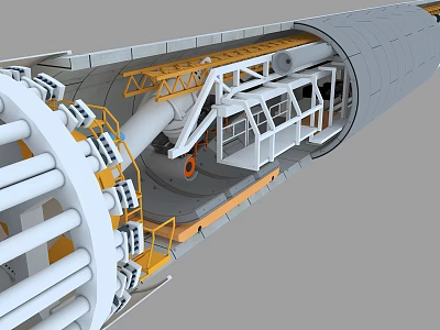 Industrial Equipment Tunnel Boring Machine Detailed Internal Structure With Mechanical Components 3d model