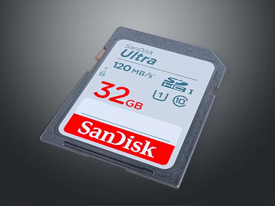SanDisk Ultra 32GB SD Card With 120MB/s Transfer Speed For Digital Devices 3d model