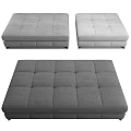Gray Square Fabric Ottomans With Tufted Design For Modern Living Room
