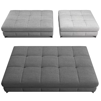 Gray Square Fabric Ottomans With Tufted Design For Modern Living Room 3d model