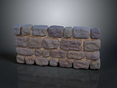 Natural Rustic Stone Wall With Stacked Gray Brown Stones And Textures 3d model