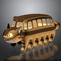 Totoro Animal Toy With Bus Shaped Body Brown Yellow Color Smiling Face Cat Ears