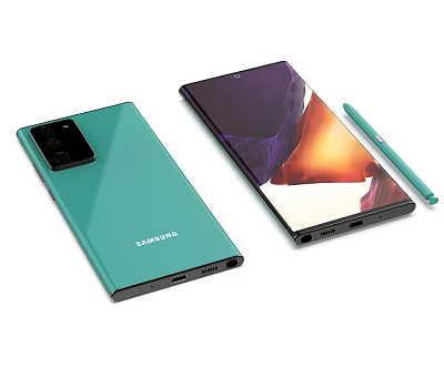 Samsung Foldable Smartphone with S Pen Green Back Design and Modern Display Features 3d model
