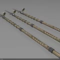 Three Decorative Metal Spears With Ornate Detailed Designs And Ancient Craftsmanship