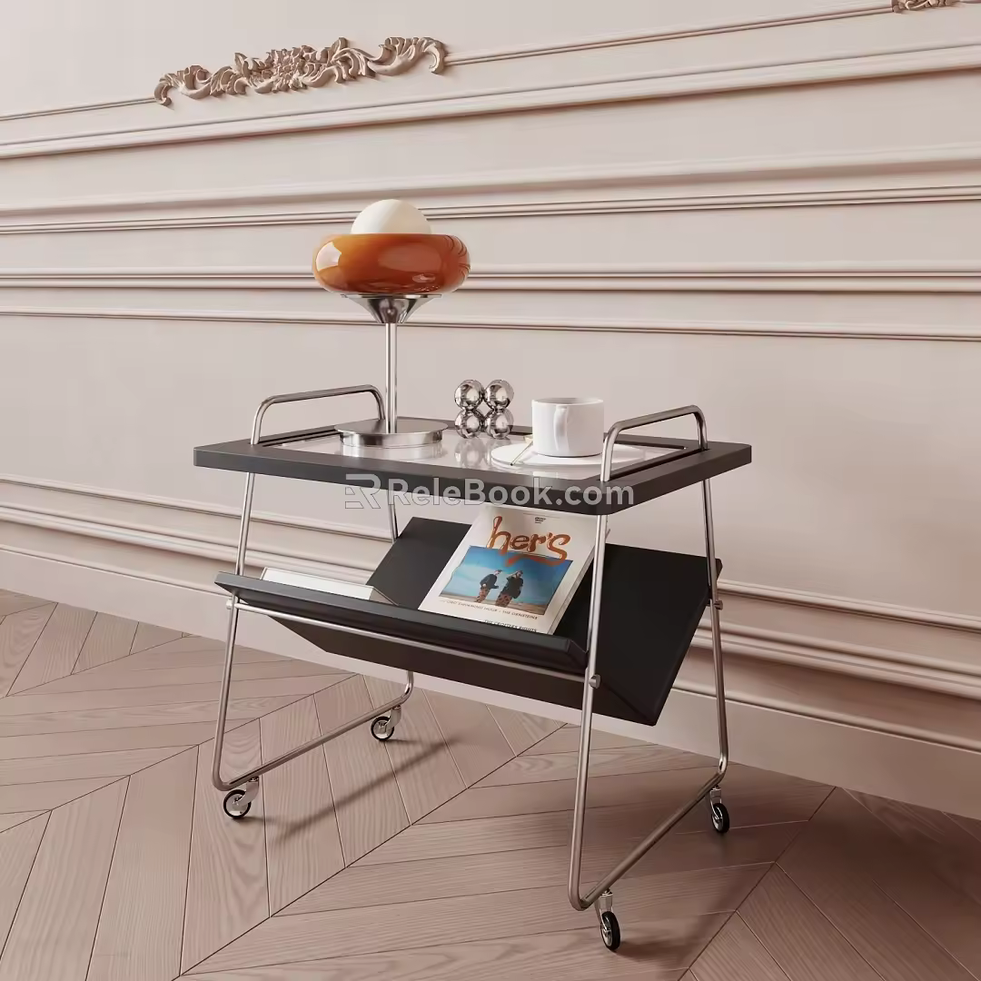 Modern Side Table Simple Solid Wood Metal Mobile Side Table Side Table Corner Table Storage Rack Combination Art Side Table 3d model