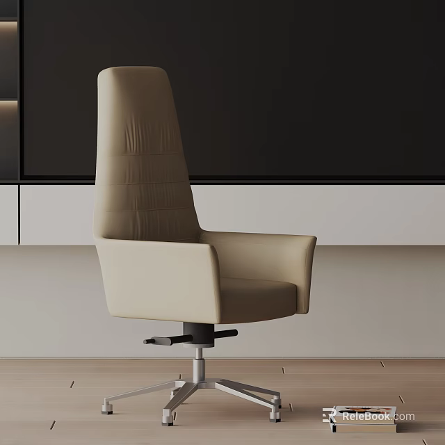 Beige High Back Office Chair With Ergonomic Design Swivel Metal Base And Comfortable Upholstery 3d model 