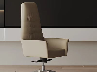 Beige High Back Office Chair With Ergonomic Design Swivel Metal Base And Comfortable Upholstery 3d model