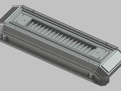 Gray Industrial Mechanical Component With Ribbed Surface And Square Mounting Panels 3d model