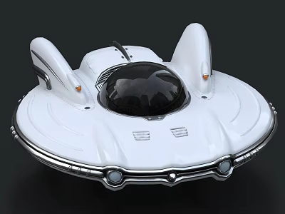 Futuristic White Flying Vehicle With Sleek Design Transparent Cockpit And Silver Accents 3d model