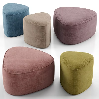 Modern Colorful Velvet Ottomans in Blue Beige Purple Pink Green for Living Room 3d model