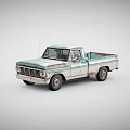 Rusty Vintage Single Cab Truck With Light Blue And White Exterior And Bed