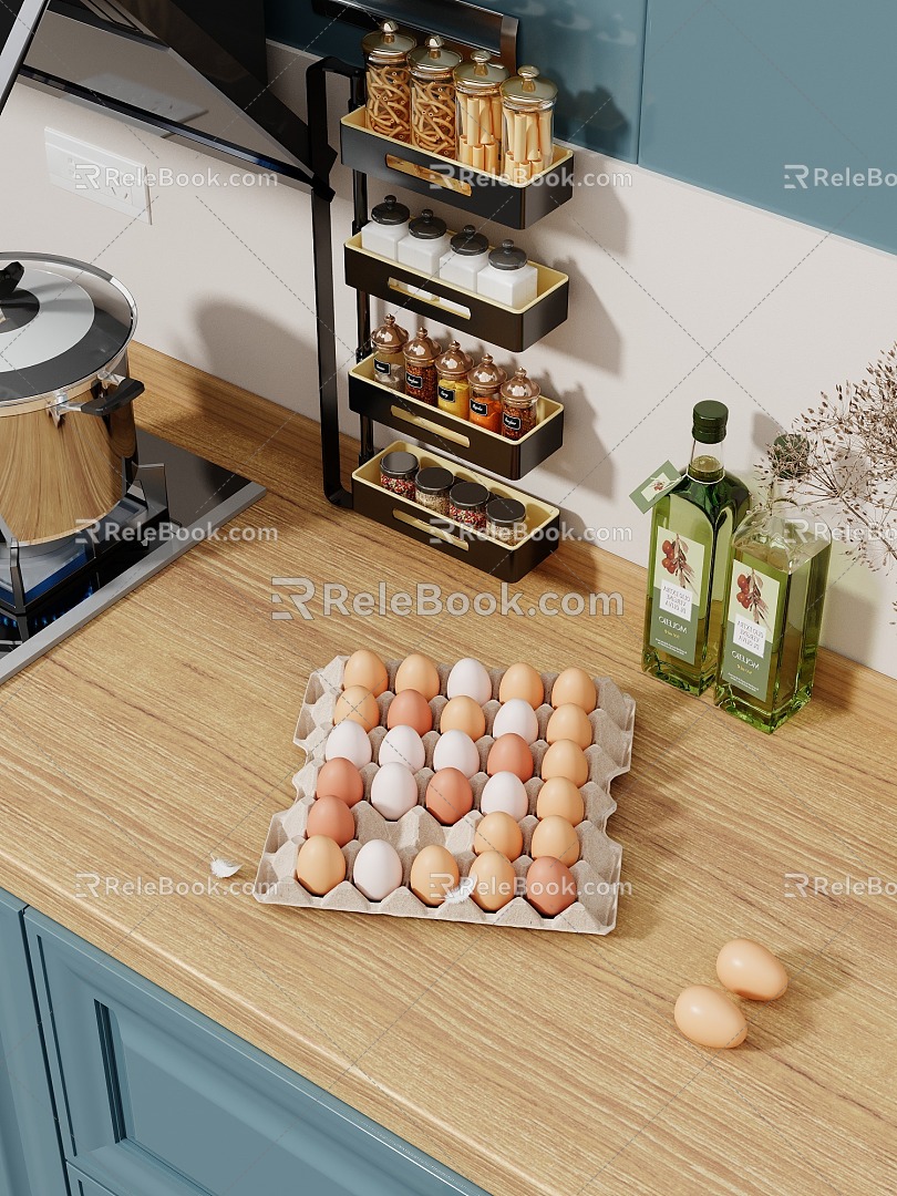 Kitchen egg egg box seasoning tank 3d model