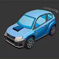 Blue Sporty Car with Rear Spoiler Front Air Intake and Black Alloy Wheels