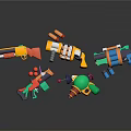 Colorful 3D Cartoon Toy Weapons With Various Designs And Different Colors