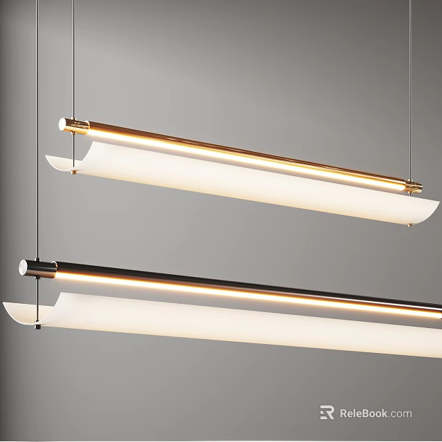 Contemporary Linear Pendant Lights With Metal Frame And Soft Illumination For Interior Space 3d model 