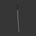 Samurai Character With Blue Blade Sword And Brown Handle Golden Decoration