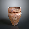 Handcrafted Terracotta Clay Pot With Intricate Carved Patterns Rounded Rim And Conical Base