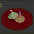 Two Golden Brass Cymbals Placed On Red Circular Pad Percussion Equipment