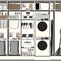 Organized Laundry And Cleaning Supplies Storage With Washing Machine Dryer Vacuum And Baskets