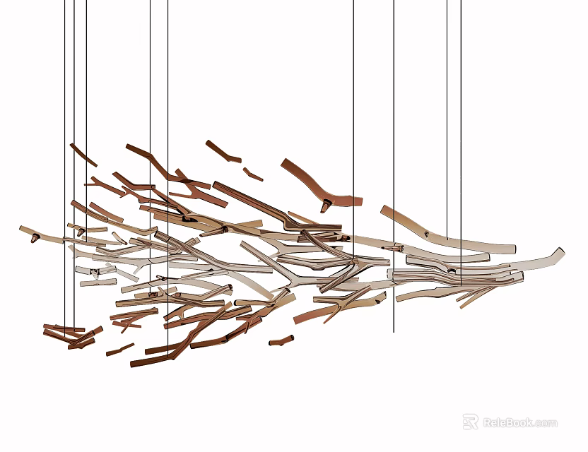 Modern Irregular Pendant Light with Multiple Hanging Strips for Interior Decor 3d model