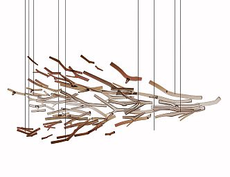 Modern special-shaped chandelier branch shaped chandelier 3d model