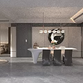 Modern Luxury Open Plan Living And Dining Room With Exquisite Dining Set And Soft Lighting