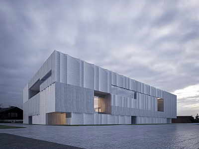 Modern Museum Building With Stone Facade And Geometric Architectural Design 3d model
