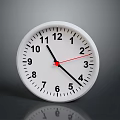 White Round Wall Clock With Black Numbers Red Second Hand And Reflection