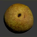 Realistic Yellow Speckled Pear On Dark Reflective Surface With Smooth Texture