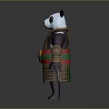 Panda Character In Decorative Armor With Red Belt And Gold Accents
