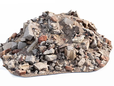 Mixed Stones and Wood Debris Pile for Construction Material Use 3d model