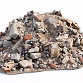 Mixed Stones and Wood Debris Pile for Construction Material Use
