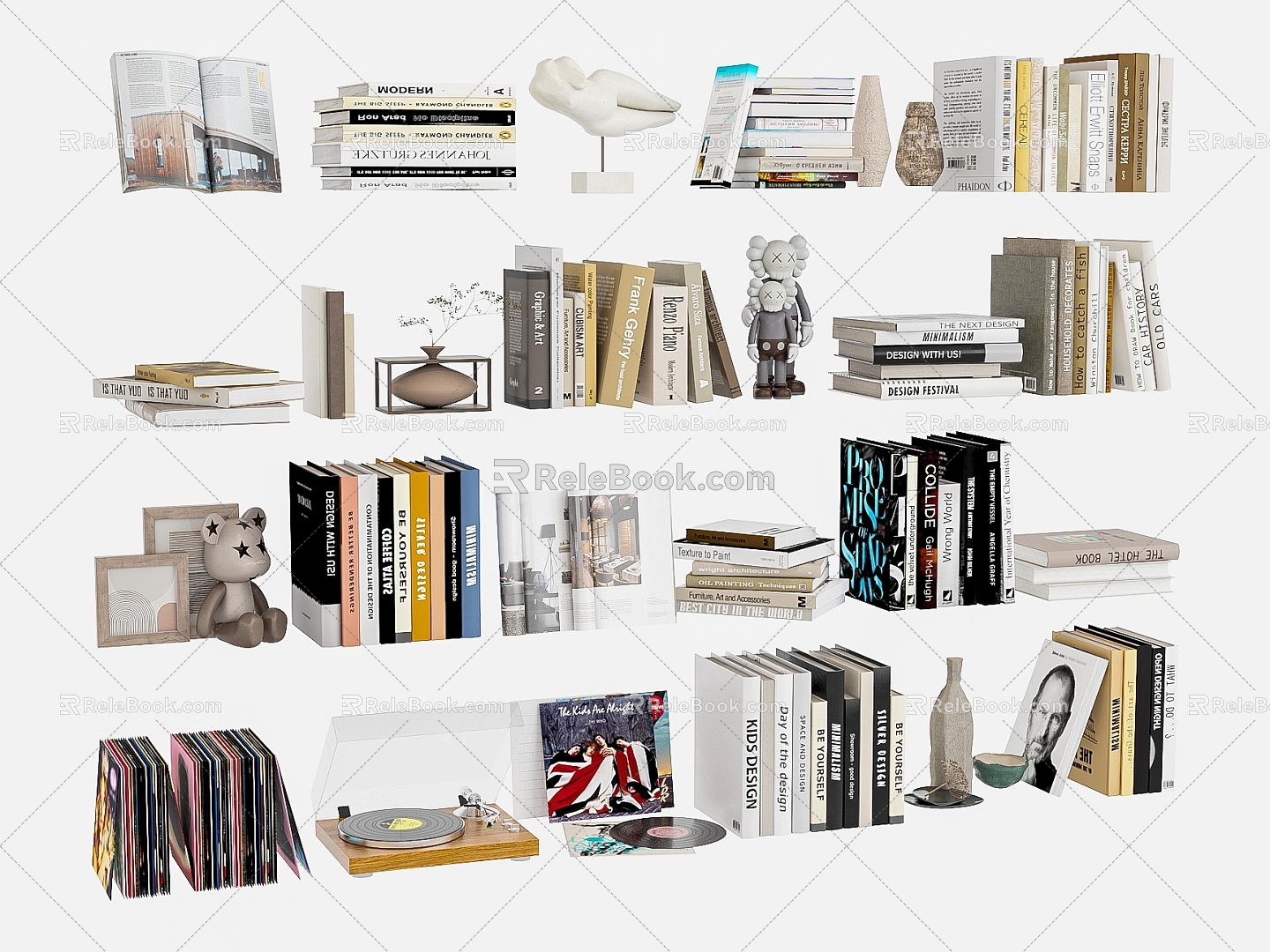 Book Book Combination Wall Hanging Bookshelf Book Ornaments 3d model