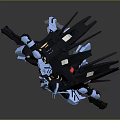 Blue And Black Mecha Robot With Mechanical Structure And Weapons In Dynamic Pose 3d model