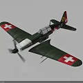 Vintage Green Military Airplane With Red Cross Markings On Wings And Fuselage Design