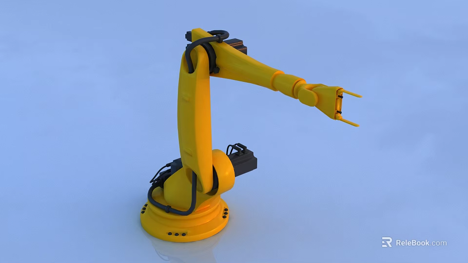 Smart Machine Yellow Robotic Arm With Precision In Industrial Automation 3d model