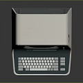Vintage Computer With Green Screen White Blue Body And Classic Keyboard Design
