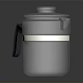 Frosted Transparent Glass Kettle With Black Handle White Lid And Metal Band
