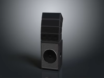 Modern Black Tower Speaker With Layered Design And Circular Audio Unit 3d model