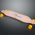 High Quality Wooden Longboard Skateboard for Daily Life With Yellow Wheels and Red Trucks