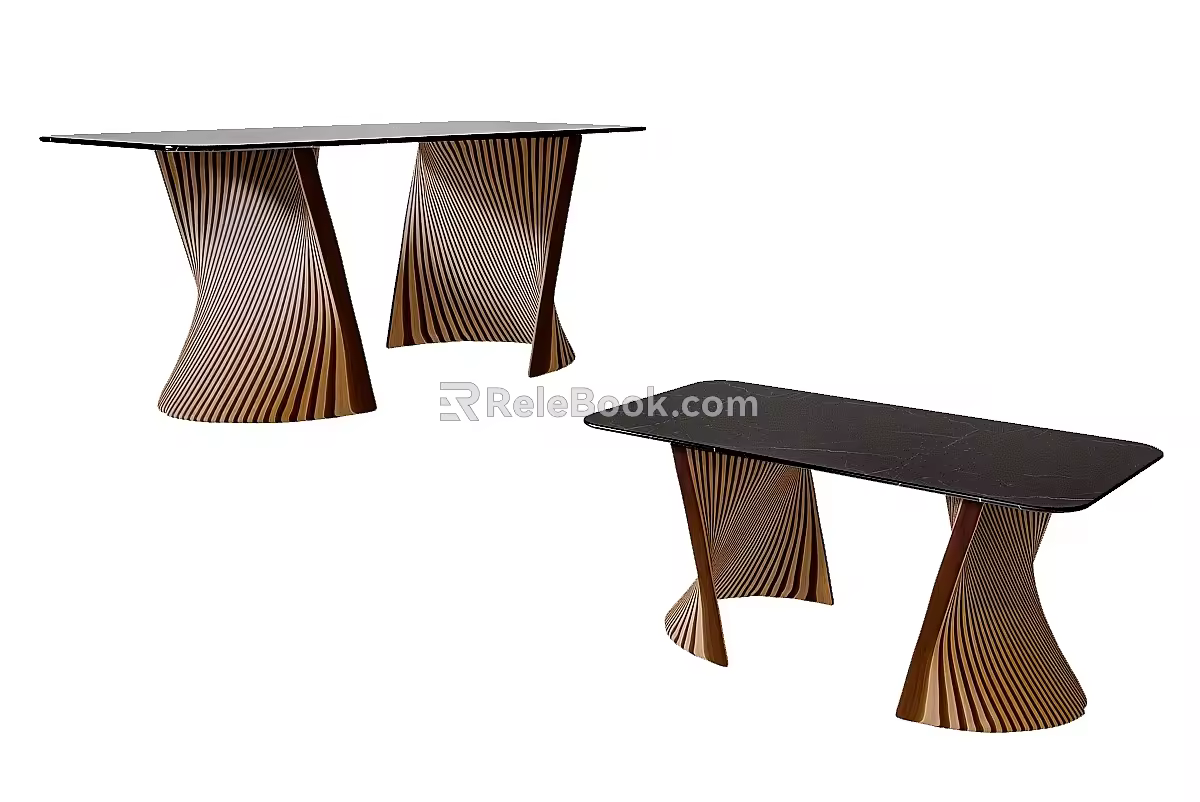 Nordic simple dining table simple dining table 3d model