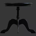 Round Wooden Dining Table With Golden Floral Pattern And Carved Curved Legs