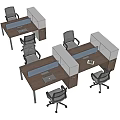 Modular Office Desk Setup With Partitions Ergonomic Chairs And Modern Workspace Design 3d model