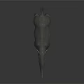 Gray Scaled Reptile Lizard Standing On Shiny Black Surface With Gray Gradient Background 3d model