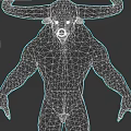Black Bull Headed Humanoid Creature With Large Horns And Muscular Body